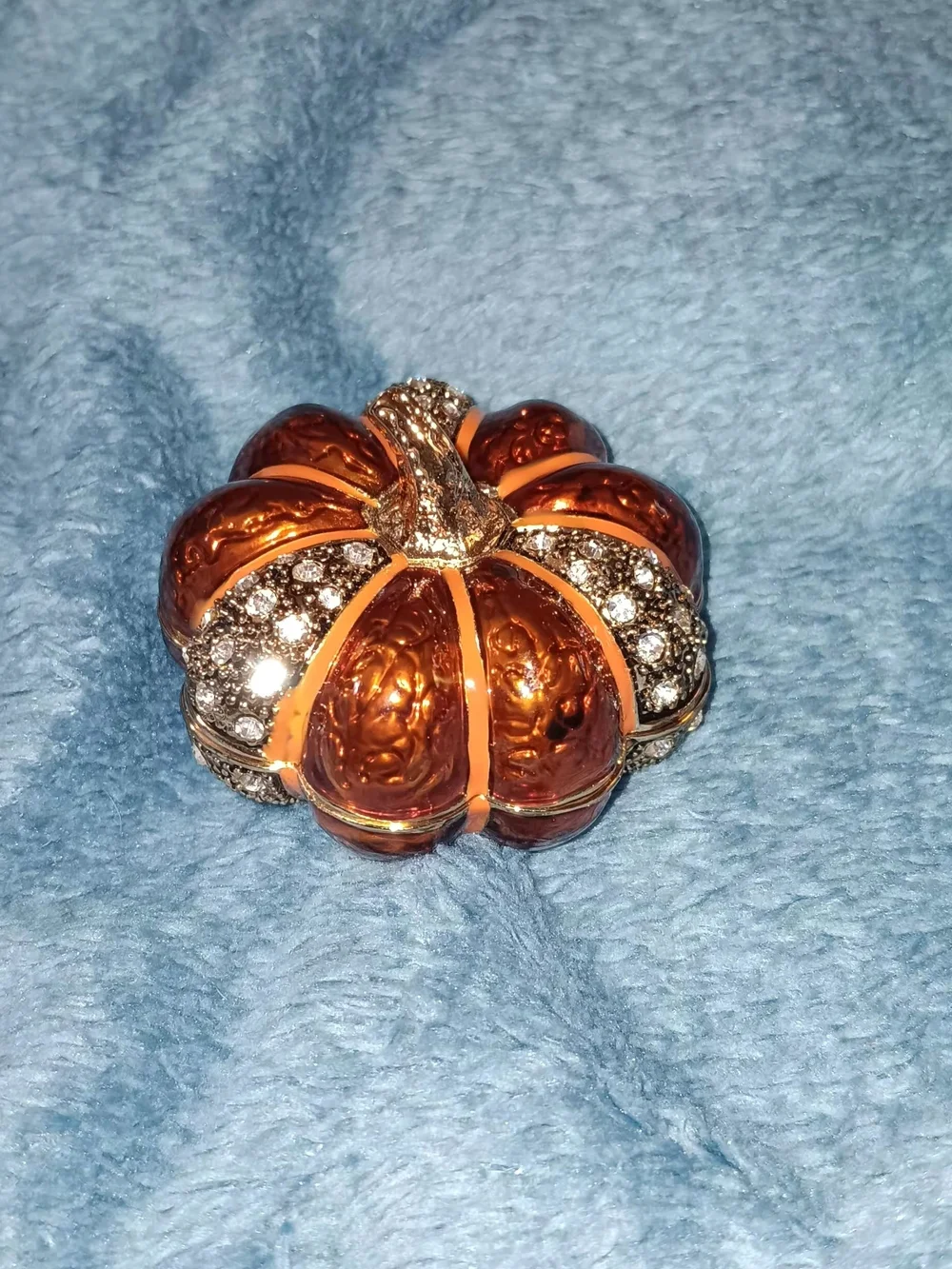 New Glass Pumpkin keepsake/Jewelry Box - Orange and Gold perfect For Gifting
